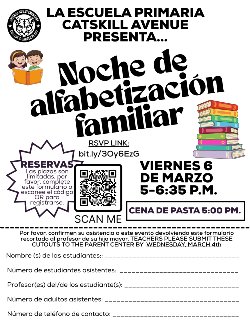 Family Literacy Night Spanish Flyer